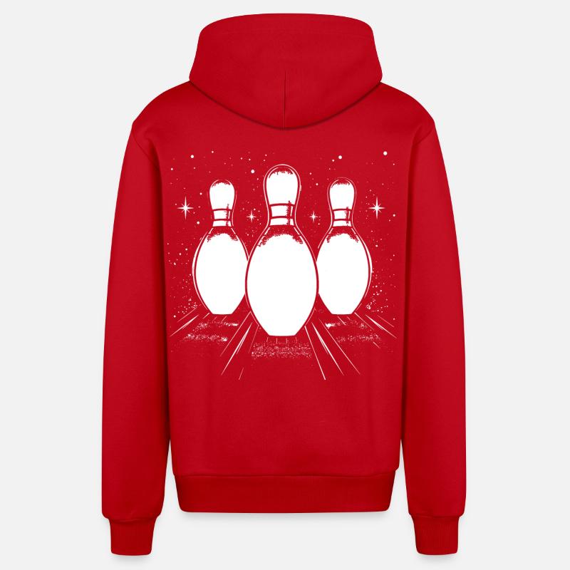 Dessin de bowling - Veste à capuche bio décontractée fabriquée en UE - rouge