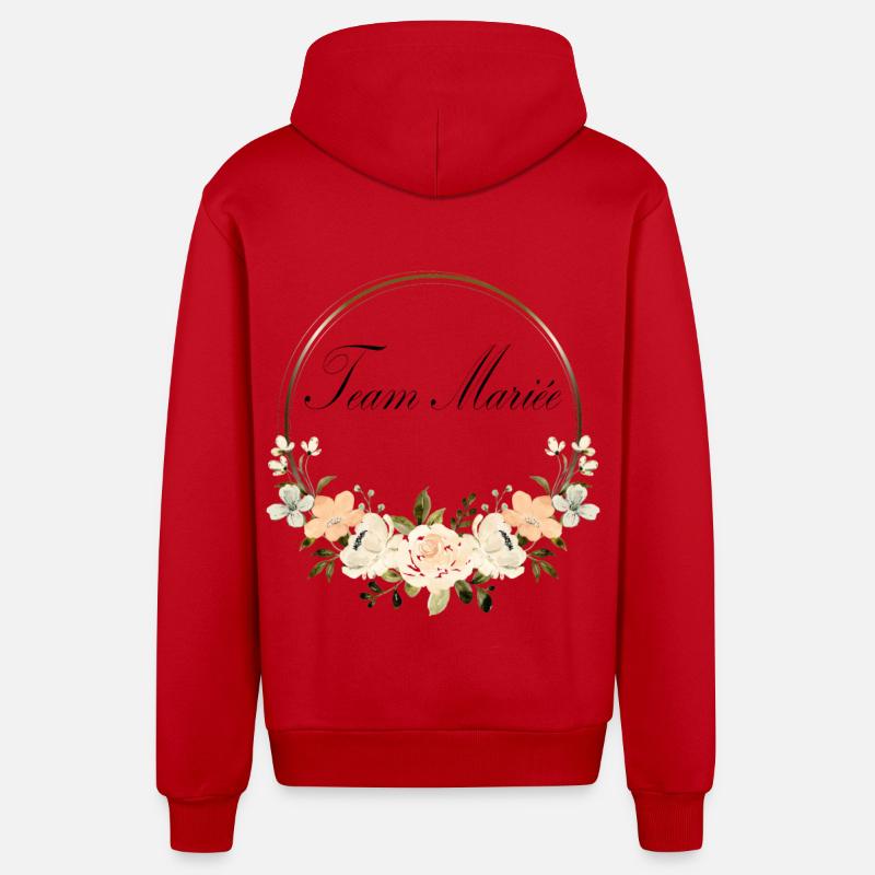 Team Mariée - Veste à capuche bio décontractée fabriquée en UE - rouge
