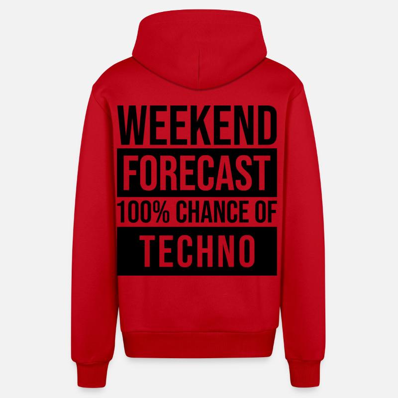 techno - Veste à capuche bio décontractée fabriquée en UE - rouge