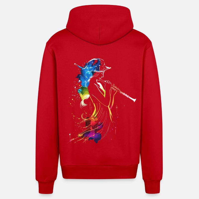Joueur de flûte Retrowave - Veste à capuche bio décontractée fabriquée en UE - rouge