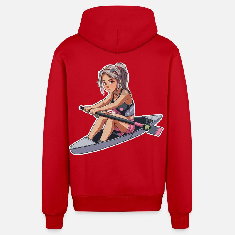 Ruderer Mädchen Grafik - Organic Relaxed Kapuzenjacke Made in EU - Rot