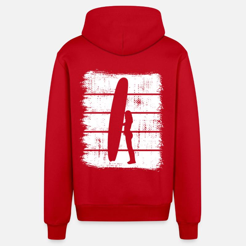 Conception de surfeur - Veste à capuche bio décontractée fabriquée en UE - rouge