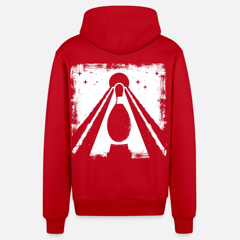 Graphique de quilles de bowling - Veste à capuche bio décontractée fabriquée en UE - rouge