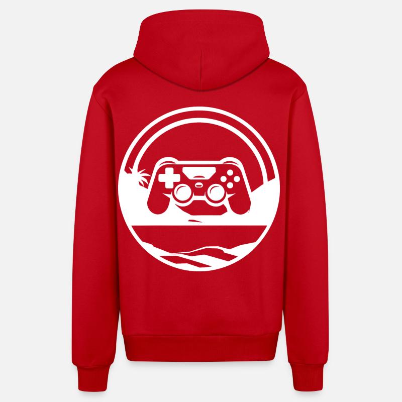 Graphismes de jeux vidéo - Veste à capuche bio décontractée fabriquée en UE - rouge