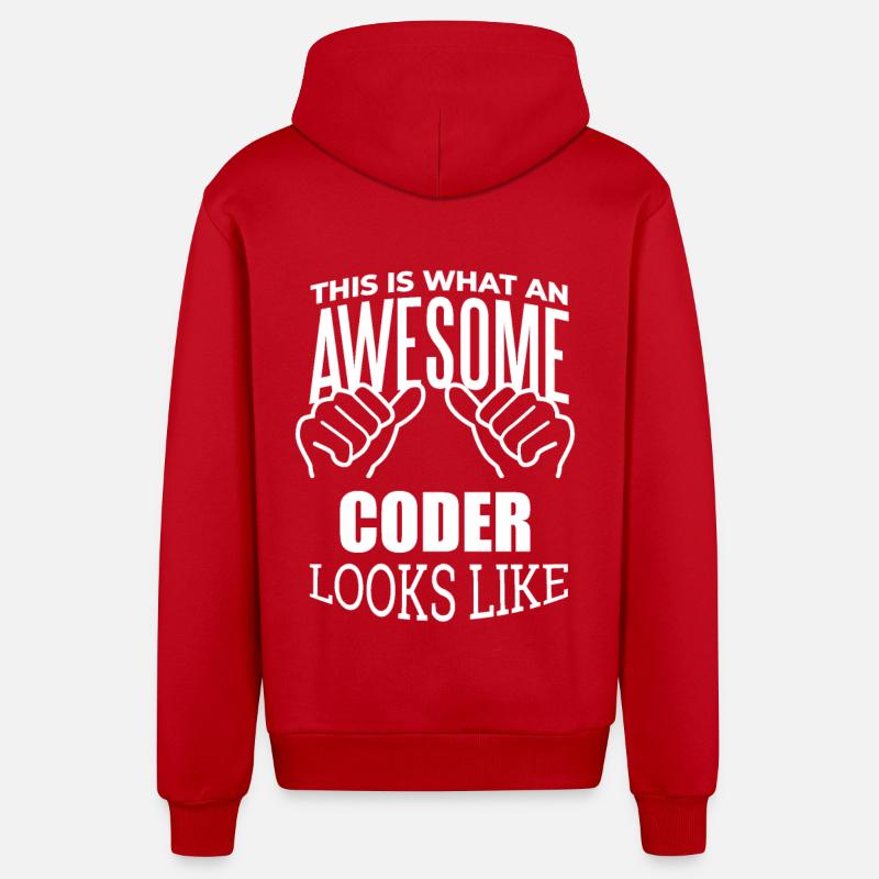 Coder - Organic Relaxed Hooded Jacket Made in EU - red