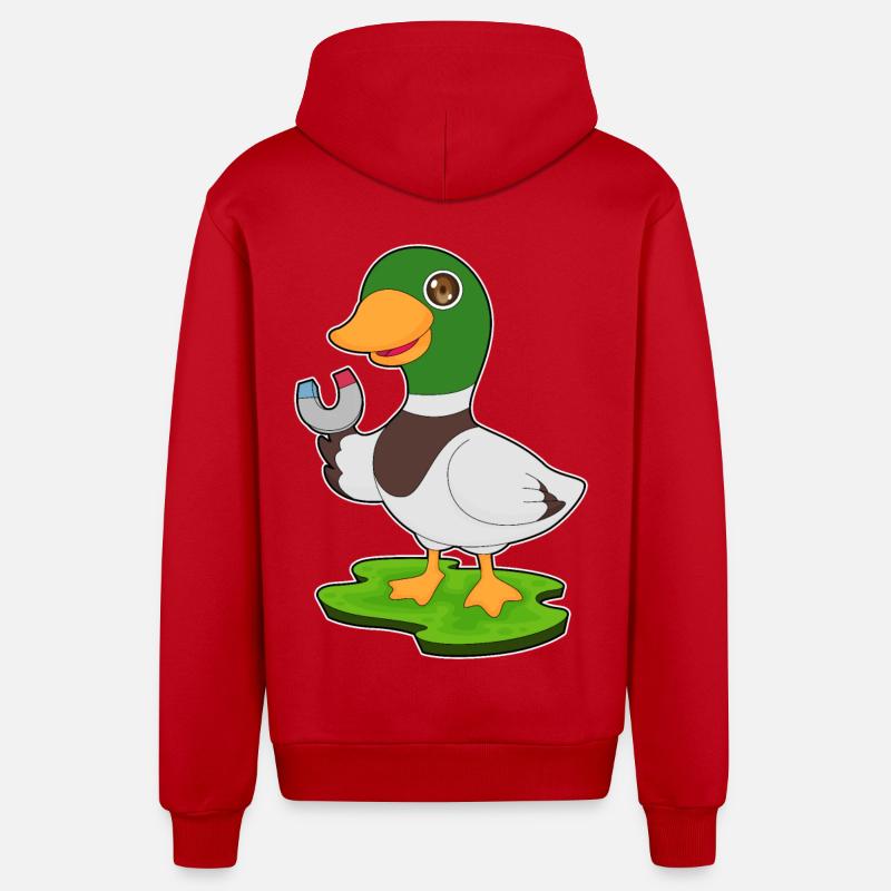 Aimant à canard - Veste à capuche bio décontractée fabriquée en UE - rouge