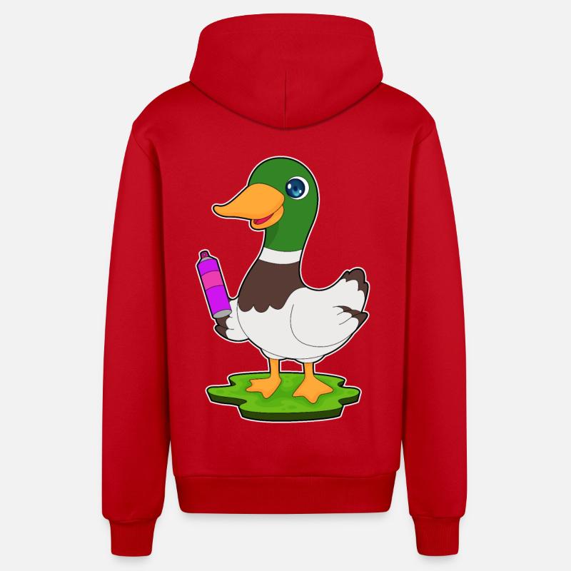 Aérosol de pulvérisation de canard - Veste à capuche bio décontractée fabriquée en UE - rouge