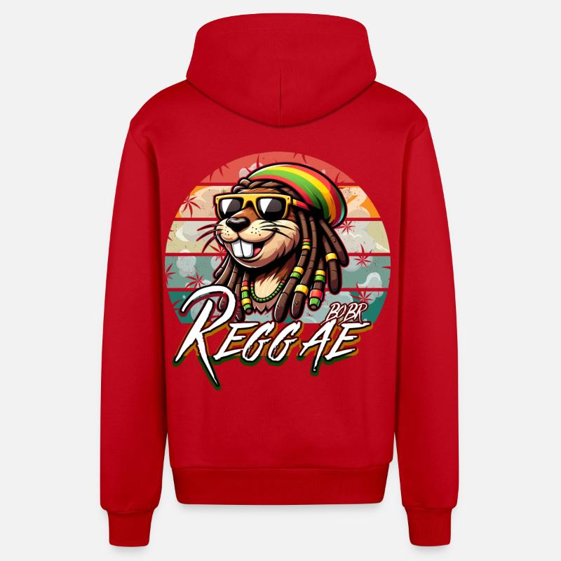 Bober Reggae - Rasta Bobr Marly - Veste à capuche bio décontractée fabriquée en UE - rouge