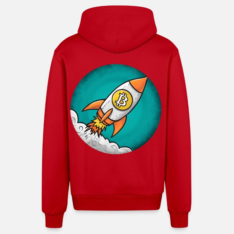 Fusée crypto : Bitcoin sur la lune ! - Veste à capuche bio décontractée fabriquée en UE - rouge