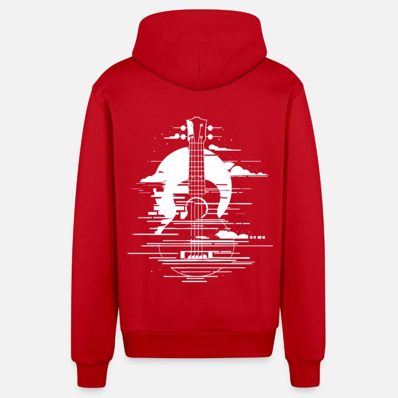 Graphiques pour ukulélé - Veste à capuche bio décontractée fabriquée en UE - rouge