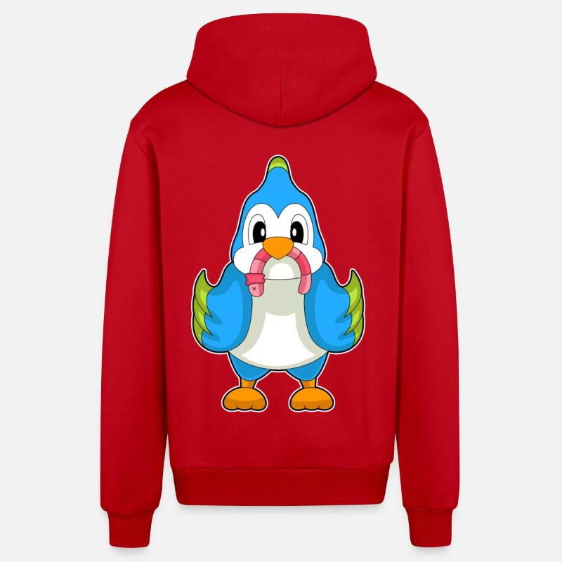Ver perroquet - Veste à capuche bio décontractée fabriquée en UE - rouge