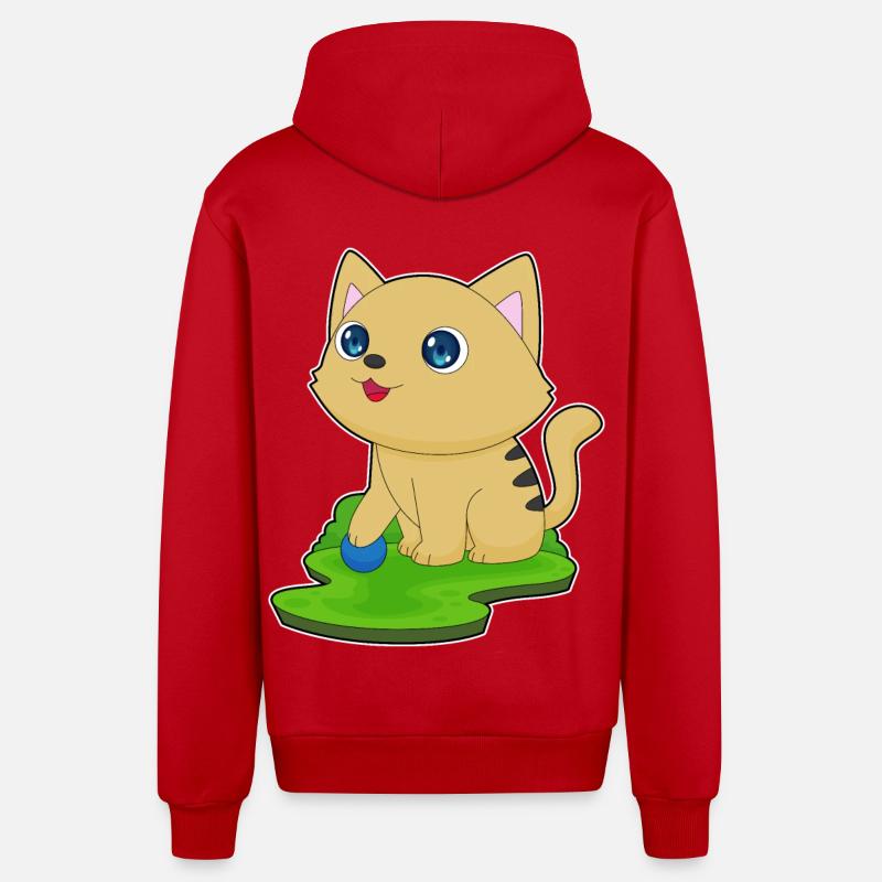 Jeu de chat - Veste à capuche bio décontractée fabriquée en UE - rouge
