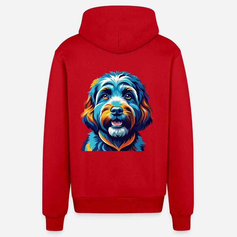 Cockapoo Hunderasse Bunt Karikatur Kawaii - Organic Relaxed Kapuzenjacke Made in EU - Rot