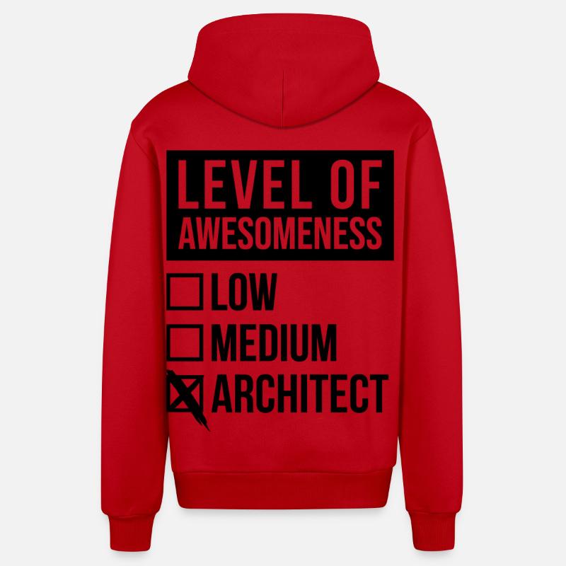 architecte - Veste à capuche bio décontractée fabriquée en UE - rouge