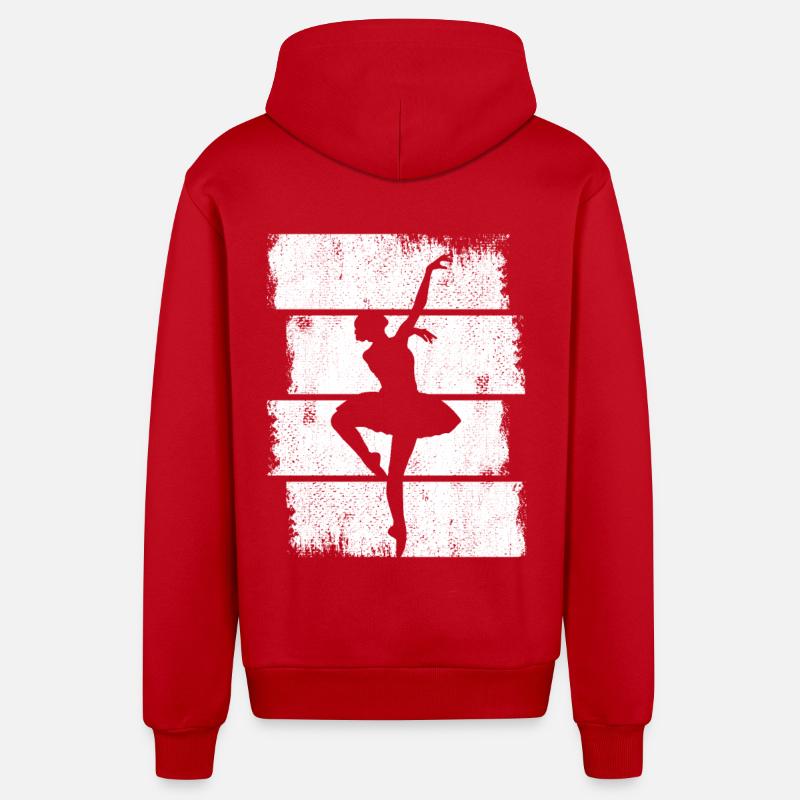Dessin de danseuse de ballet - Veste à capuche bio décontractée fabriquée en UE - rouge