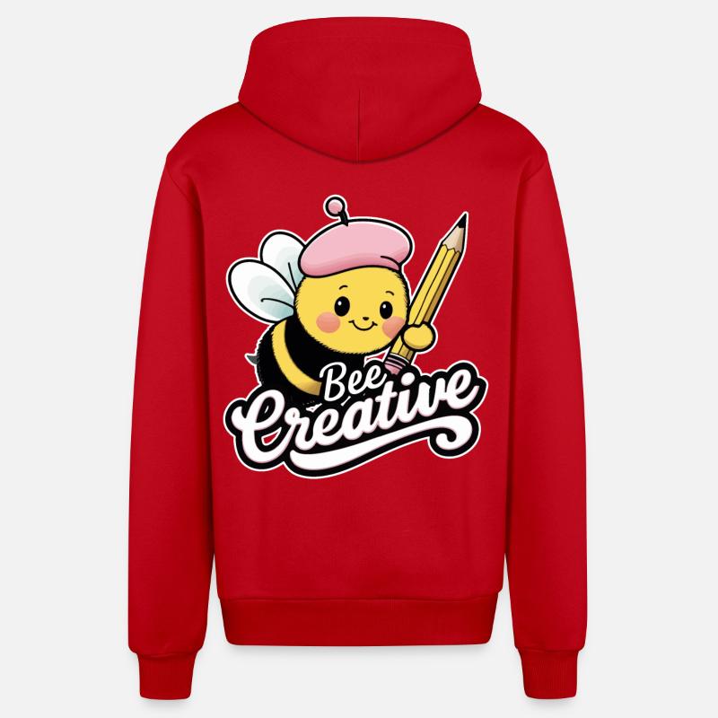 creative bee bee be creative - Organic Relaxed Hooded Jacket Made in EU - red