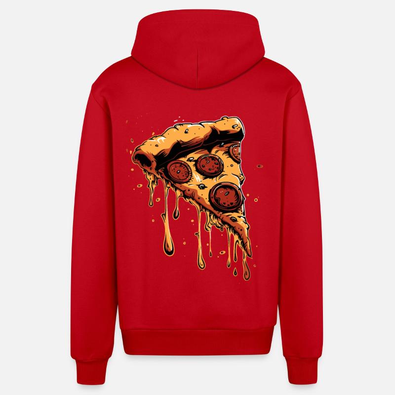 Graphique de la tranche de pizza - Veste à capuche bio décontractée fabriquée en UE - rouge