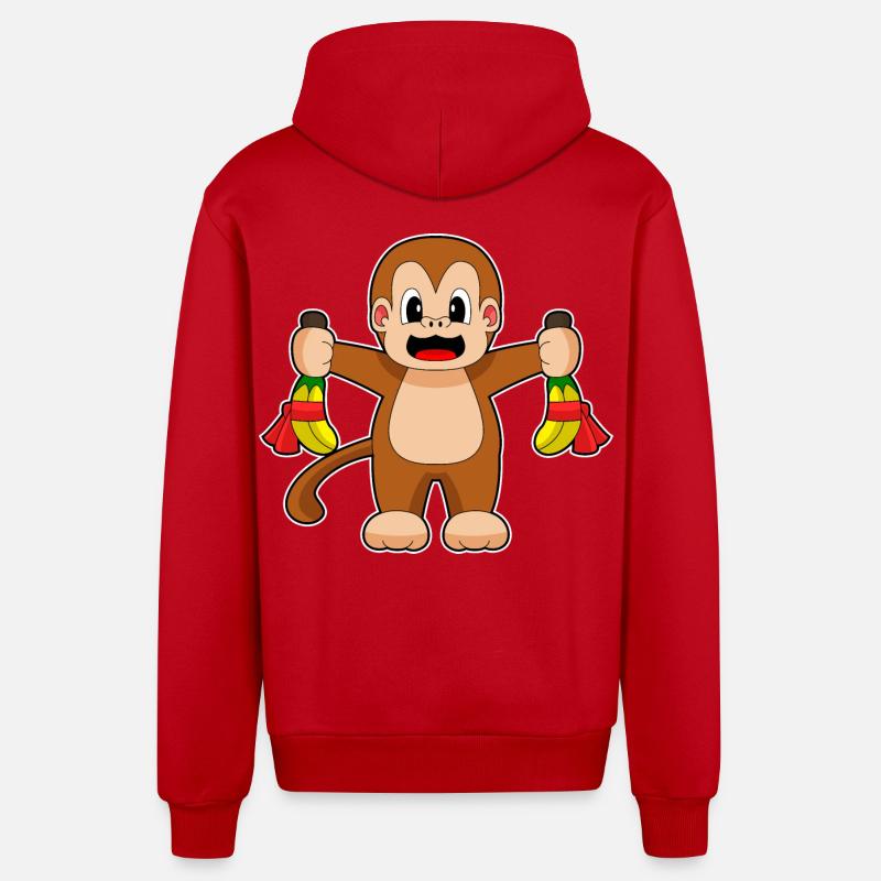 Singe Banane Anniversaire - Veste à capuche bio décontractée fabriquée en UE - rouge
