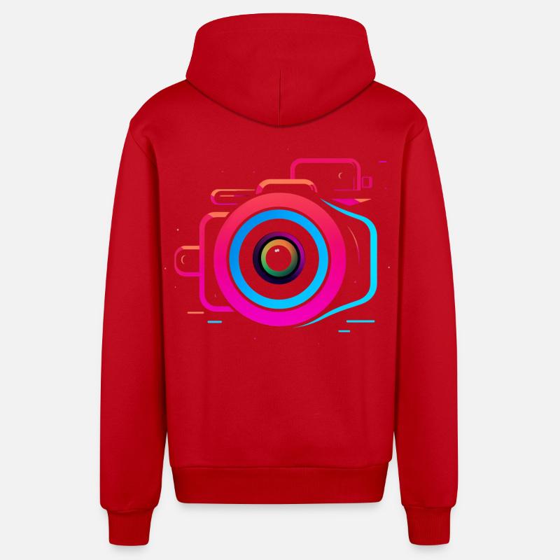 Caméra style Synthwave - Veste à capuche bio décontractée fabriquée en UE - rouge