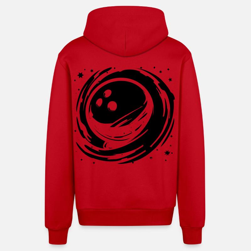 Graphiques de bowling - Veste à capuche bio décontractée fabriquée en UE - rouge