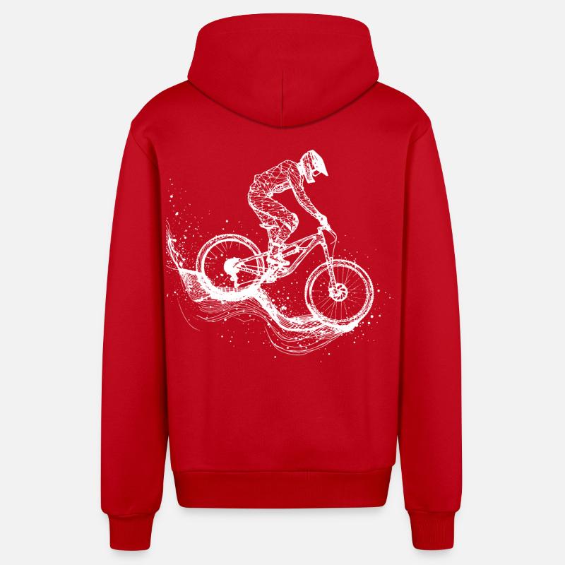 Mountainbiking Zeichnung - Organic Relaxed Kapuzenjacke Made in EU - Rot