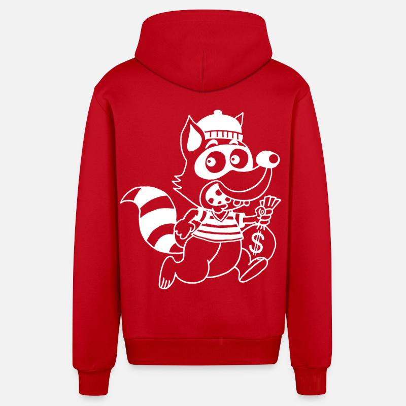 Raton laveur voleur (blanc) - Veste à capuche bio décontractée fabriquée en UE - rouge