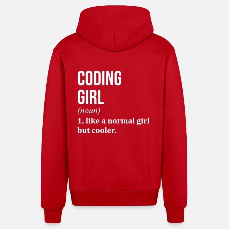 codage - Veste à capuche bio décontractée fabriquée en UE - rouge