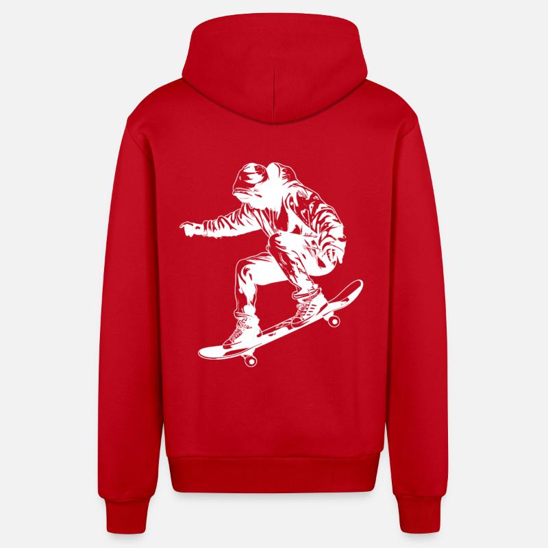 Graphismes de skateboard - Veste à capuche bio décontractée fabriquée en UE - rouge