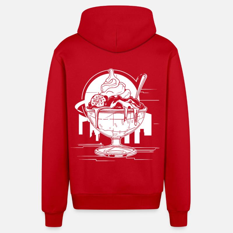 Sundae à la crème glacée graphique - Veste à capuche bio décontractée fabriquée en UE - rouge