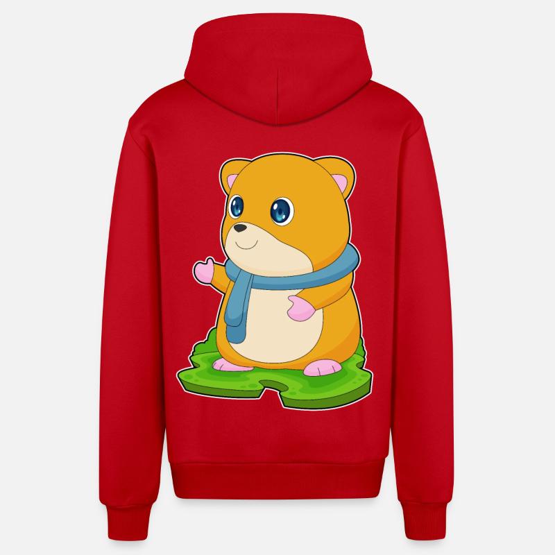 Écharpe Hamster - Veste à capuche bio décontractée fabriquée en UE - rouge