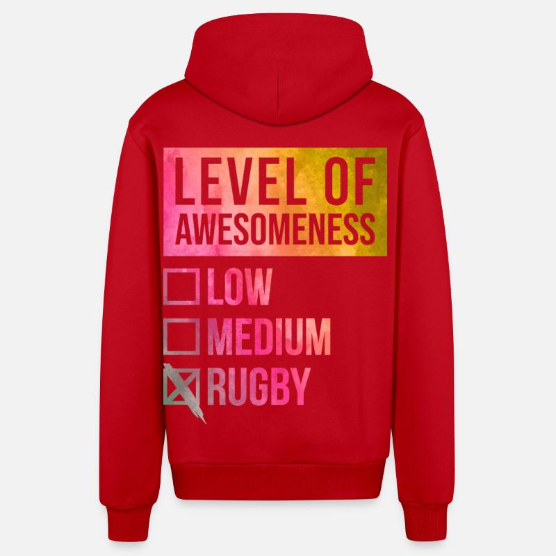 Rugby - Organic Relaxed Hooded Jacket Made in EU - red