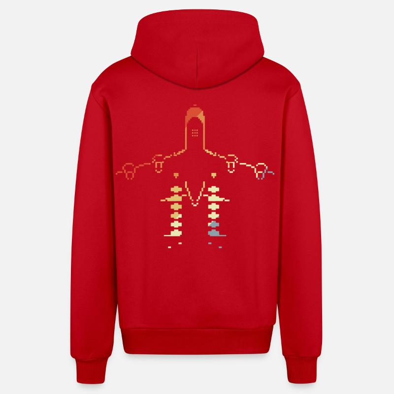 Graphiques pixel d’avion - Veste à capuche bio décontractée fabriquée en UE - rouge