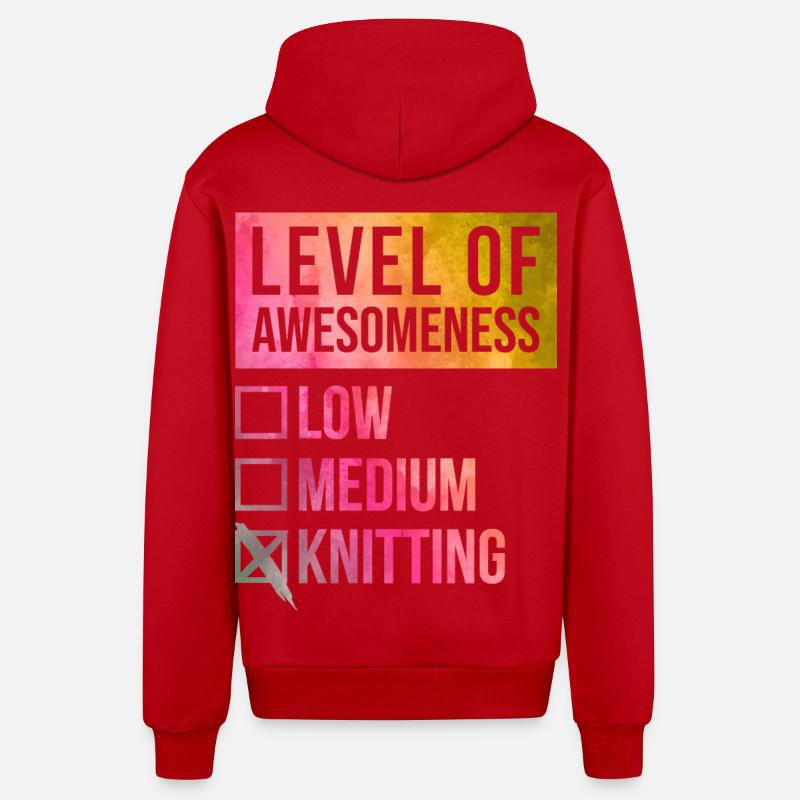 Knitting - Organic Relaxed Hooded Jacket Made in EU - red