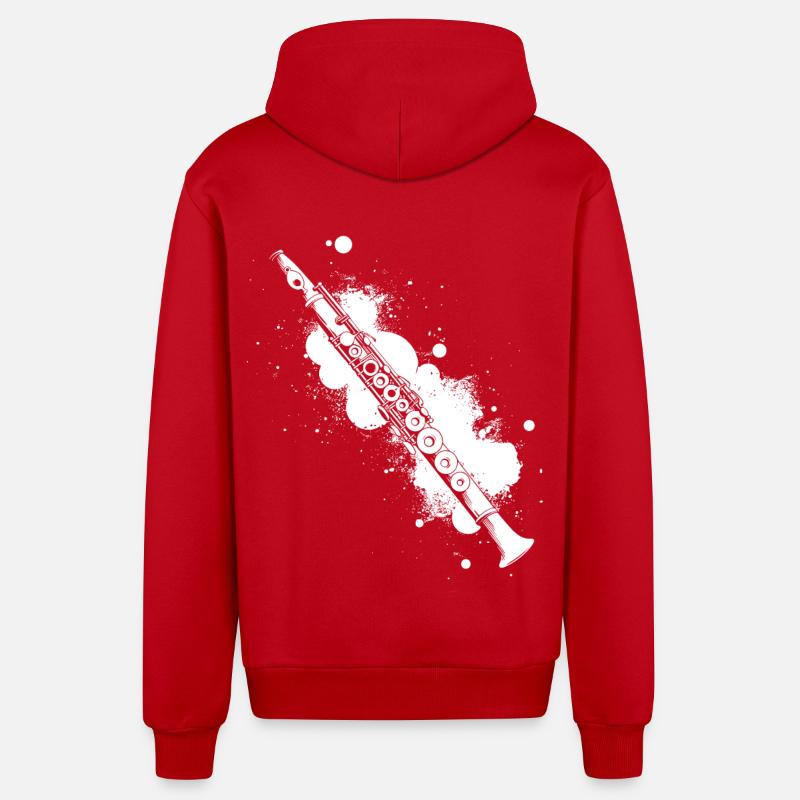 Graffiti de flûte - Veste à capuche bio décontractée fabriquée en UE - rouge