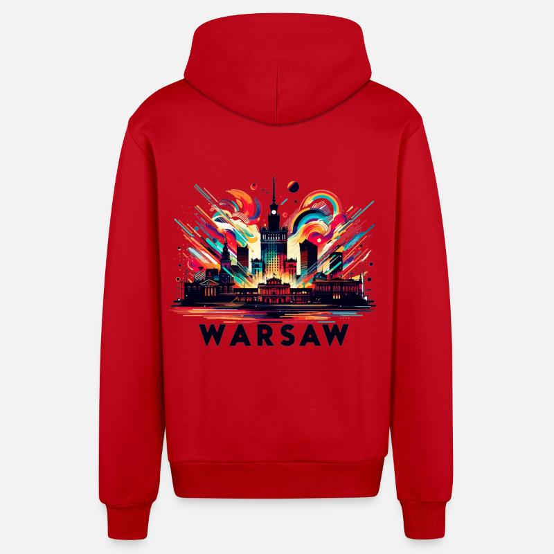 Varsovie Capitale Pologne Cadeau - Veste à capuche bio décontractée fabriquée en UE - rouge