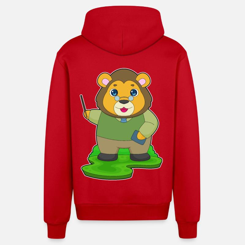 Löwe Lehrer Pointer - Organic Relaxed Kapuzenjacke Made in EU - Rot