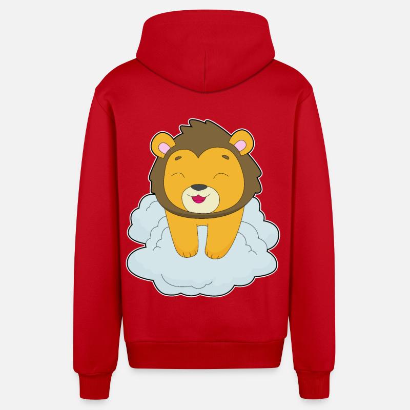 Nuages de lions - Veste à capuche bio décontractée fabriquée en UE - rouge