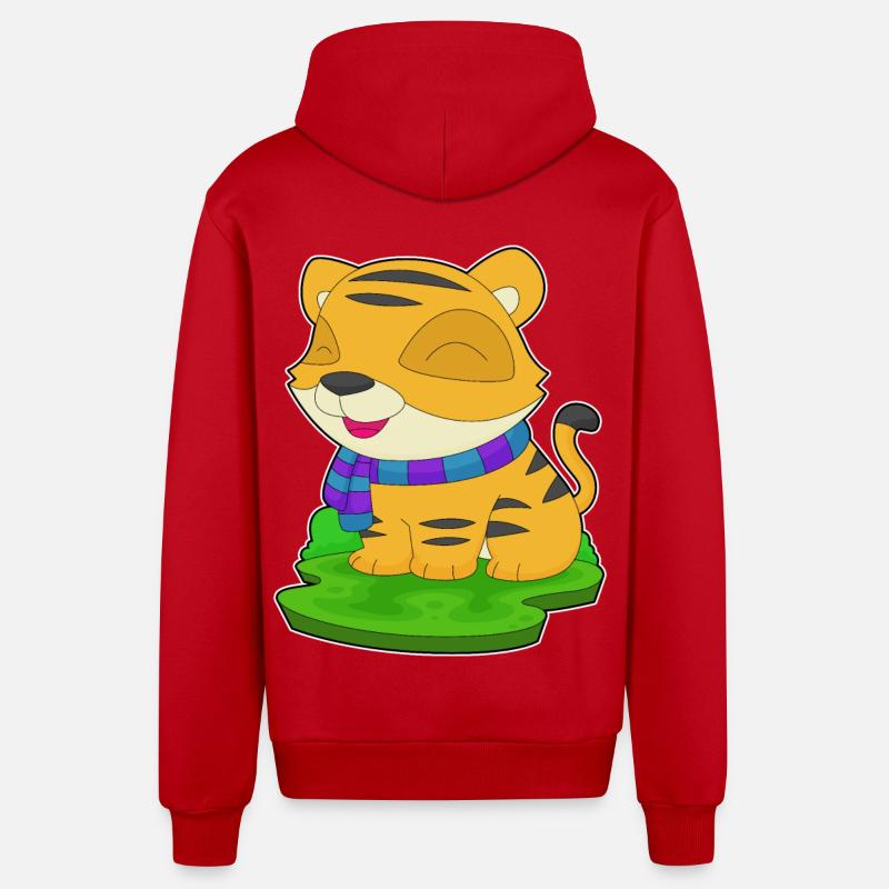 Écharpe Tigre - Veste à capuche bio décontractée fabriquée en UE - rouge