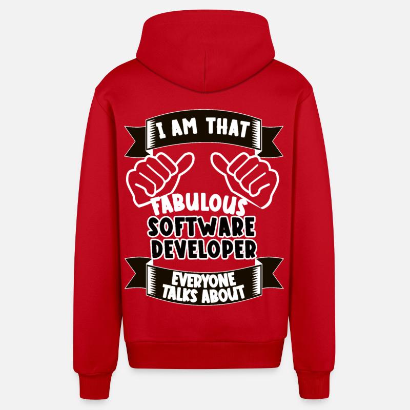 Software Developer Funny Saying Gift - Organic Relaxed Hooded Jacket Made in EU - red