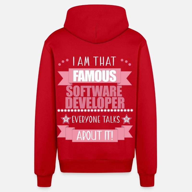 Software Developer Profession Ladies Gift - Organic Relaxed Hooded Jacket Made in EU - red