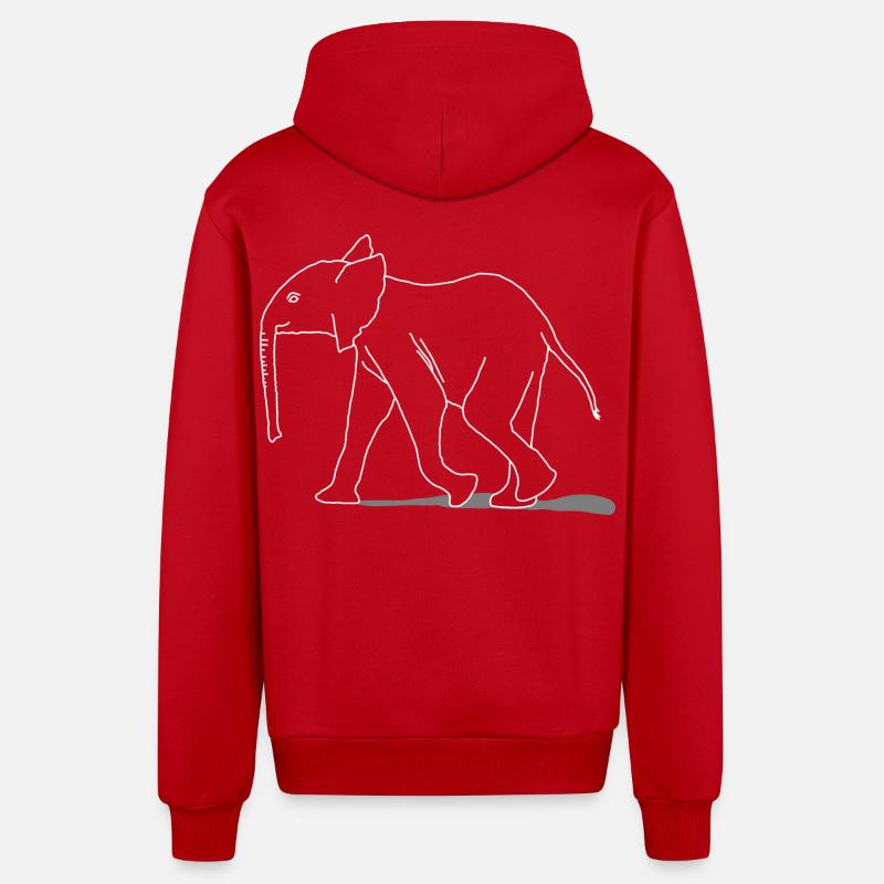 Éléphant jeune, lineart - Veste à capuche bio décontractée fabriquée en UE - rouge