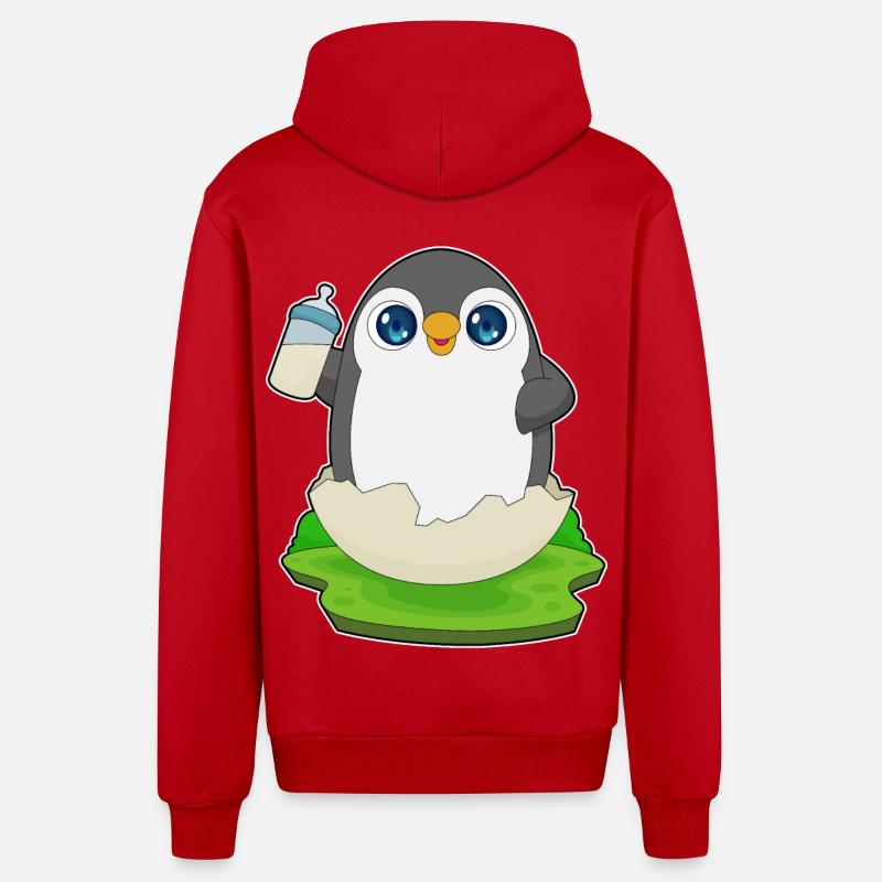 Penguin Biberon Lait - Veste à capuche bio décontractée fabriquée en UE - rouge