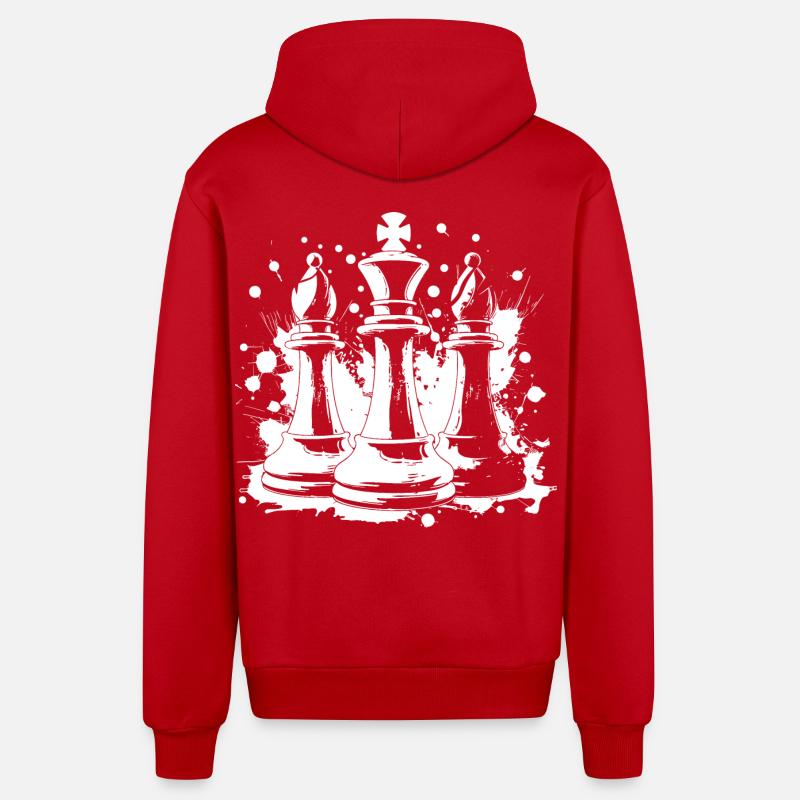 Fou et roi des échecs - Veste à capuche bio décontractée fabriquée en UE - rouge