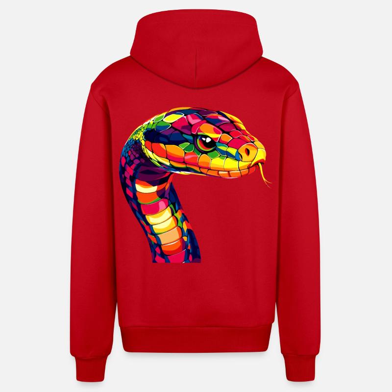 Schlange Python Kobra Mamba Klapperschlange Snake - Organic Relaxed Kapuzenjacke Made in EU - Rot