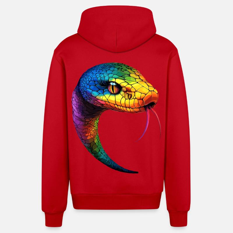 Schlange Python Kobra Mamba Klapperschlange Snake - Organic Relaxed Kapuzenjacke Made in EU - Rot