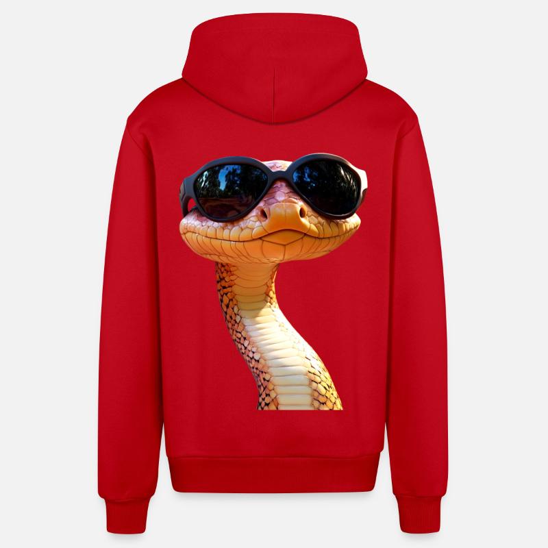 Schlange Python Kobra Mamba Klapperschlange Snake - Organic Relaxed Kapuzenjacke Made in EU - Rot