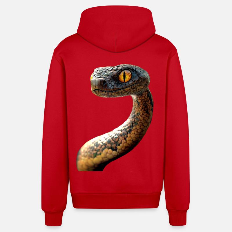 Schlange Python Kobra Mamba Klapperschlange Snake - Organic Relaxed Kapuzenjacke Made in EU - Rot
