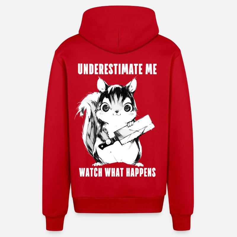 Crazy Squirrel Anime Kawaii Cadeau - Veste à capuche bio décontractée fabriquée en UE - rouge