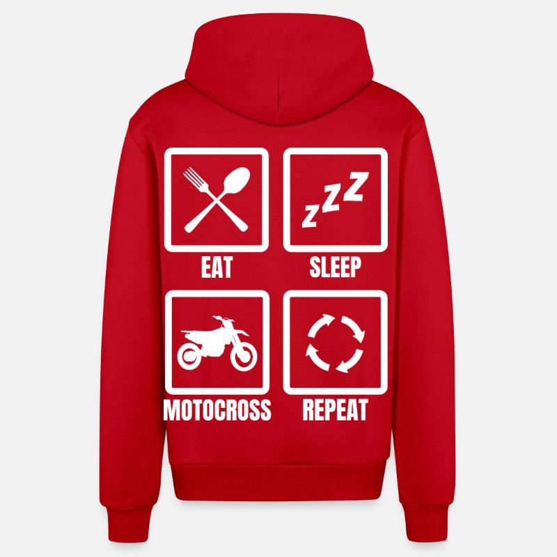 Manger dormir Motocross Répéter - Veste à capuche bio décontractée fabriquée en UE - rouge