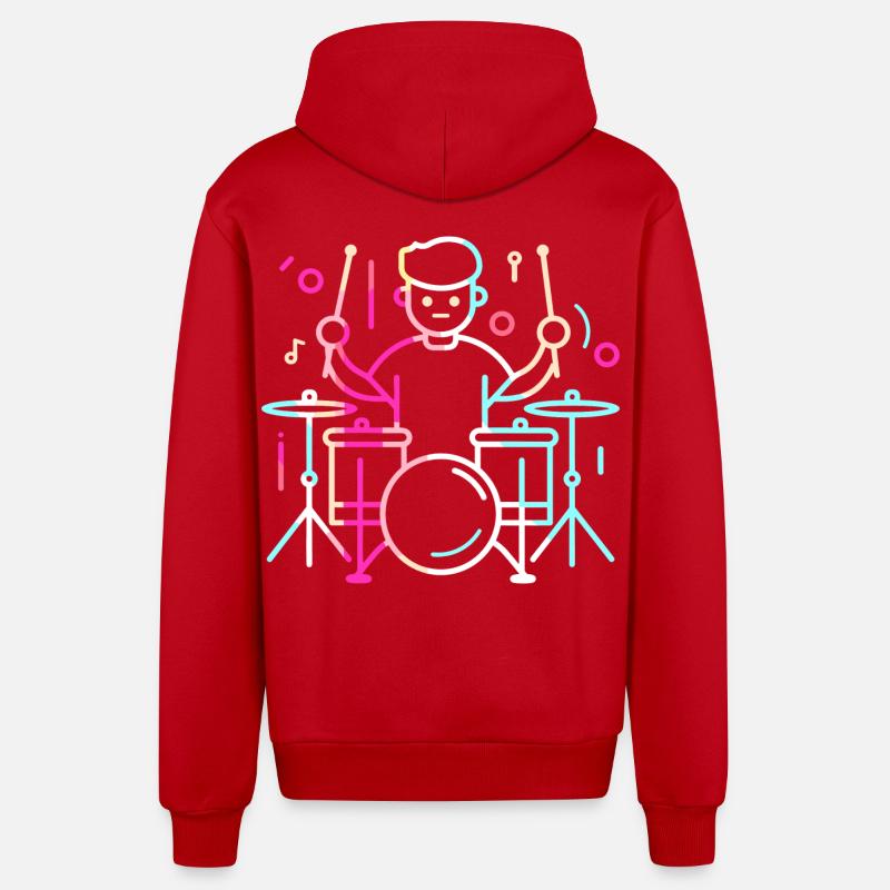 Drummer Boy Dessin - Veste à capuche bio décontractée fabriquée en UE - rouge